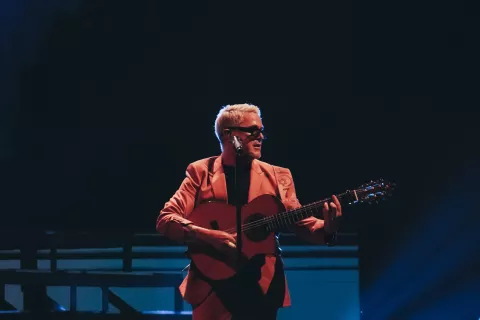 Alejandro Sanz durante su show en el Movistar Arena