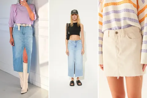 5 modelos de polleras de jean para que sumes a la tendencia 2024.