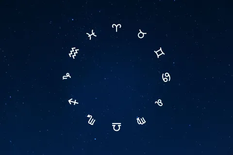 Rueda zodiacal con los 12 signos del zodíaco.