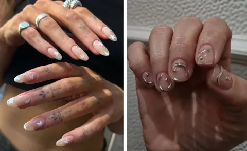 nail art- uñas con estrellas y relieve