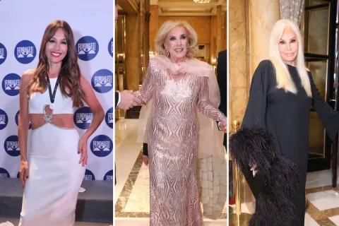 Armado con fotos de Pampita, Mirtha Legrand y Susana Giménez en la gala 2024 de Fundaleu.