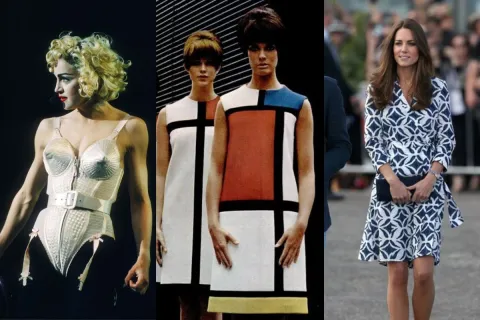 Los vestidos más icónicos de la historia de la moda: Madonna y su corset, el vestido Mondrian y el wrap dress.
