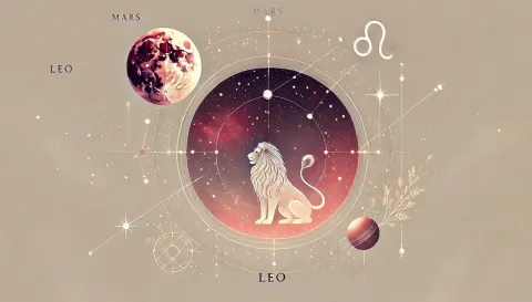 El símbolo de Leo y el planeta marte.