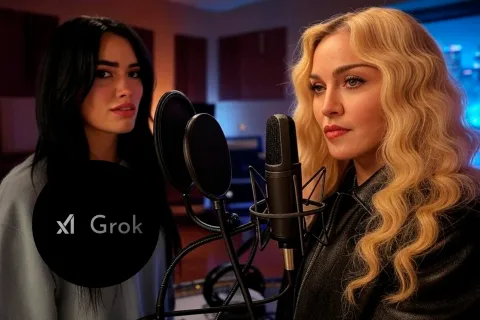 Foto de un reencuentro entre Lali y Madonna creado con Grok, la inteligencia artificial de X.