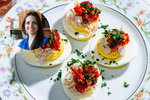 Fotos de Paulina Cocina y huevos rellenos.