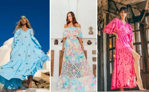 Mujeres usando vestidos de colores