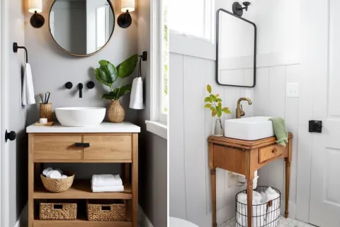 Vanitorys y muebles de guardado originales para baños pequeños