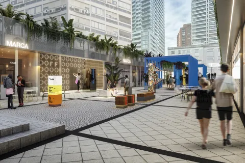 Con 18 locales comerciales, una terraza gastronómica, doble entrada peatonal (por Beruti y Arenales) y espacios verdes, Palermo OFF se presenta como un punto de encuentro disruptivo