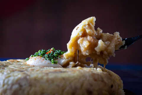 tortilla de papas bien cremosa