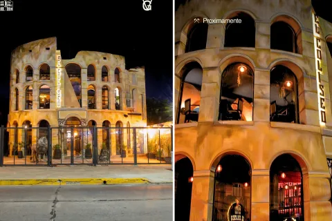 visitan: una réplica del Coliseo romano convertida en restaurante.