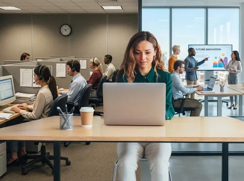 mujer trabajando en una oficina