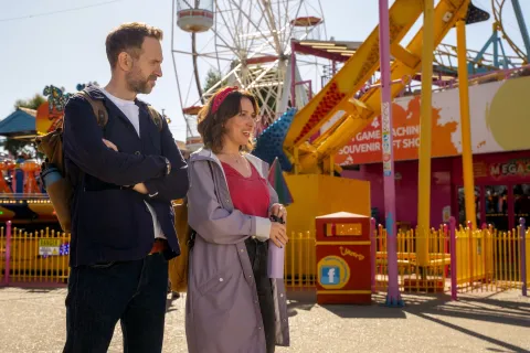 Rafe Spall and Esther Smith in "Trying," now streaming on Apple TV.
