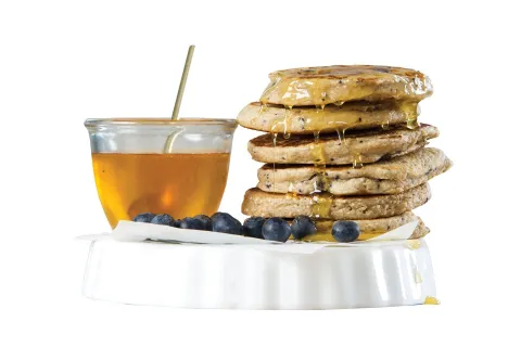 Pancakes de arándanos y avena