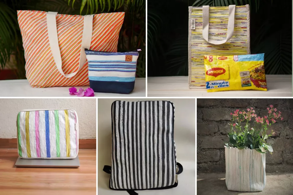 Todos sus productos son realizados con desperdicios plásticos.