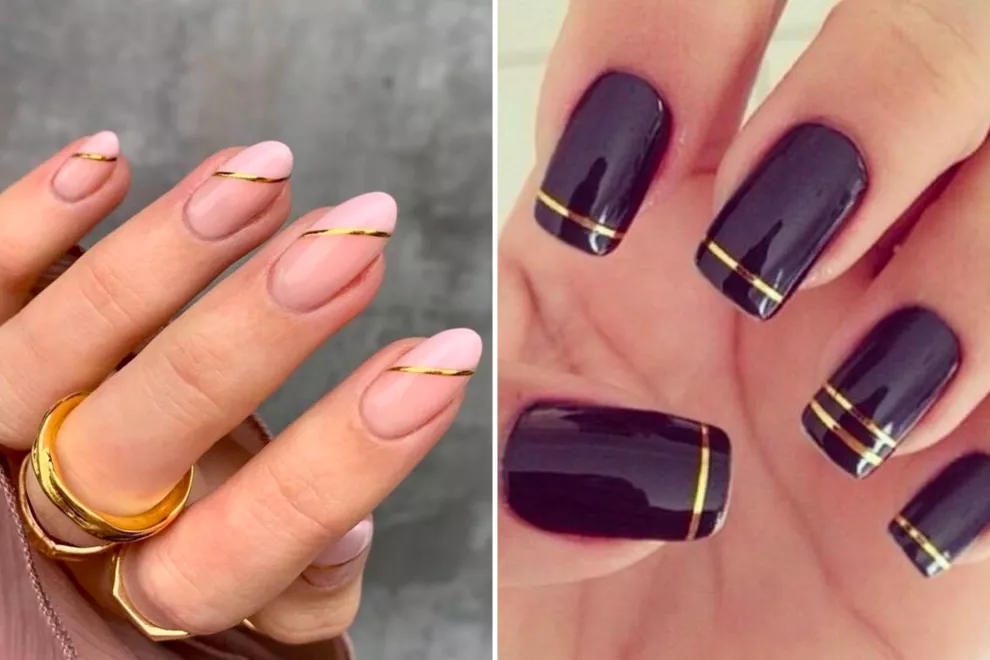 Si te gusta jugar con el diseño, el dorado es ideal para sumar detalles a tu nail art.