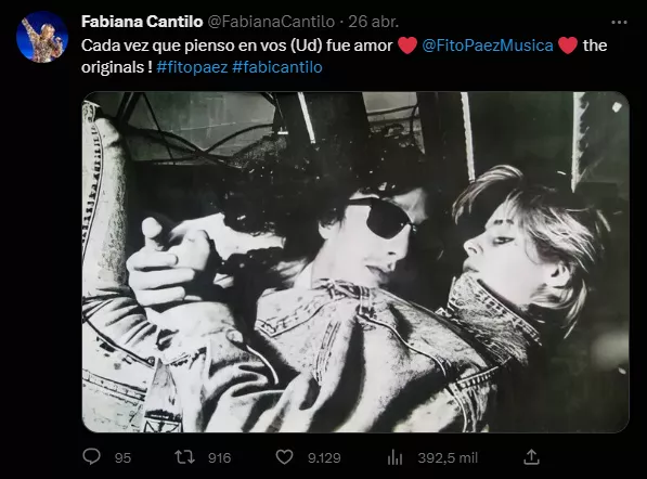 Fabi Cantilo posteó luego de ver la serie El amor después del amor, basada en la vida de Fito.