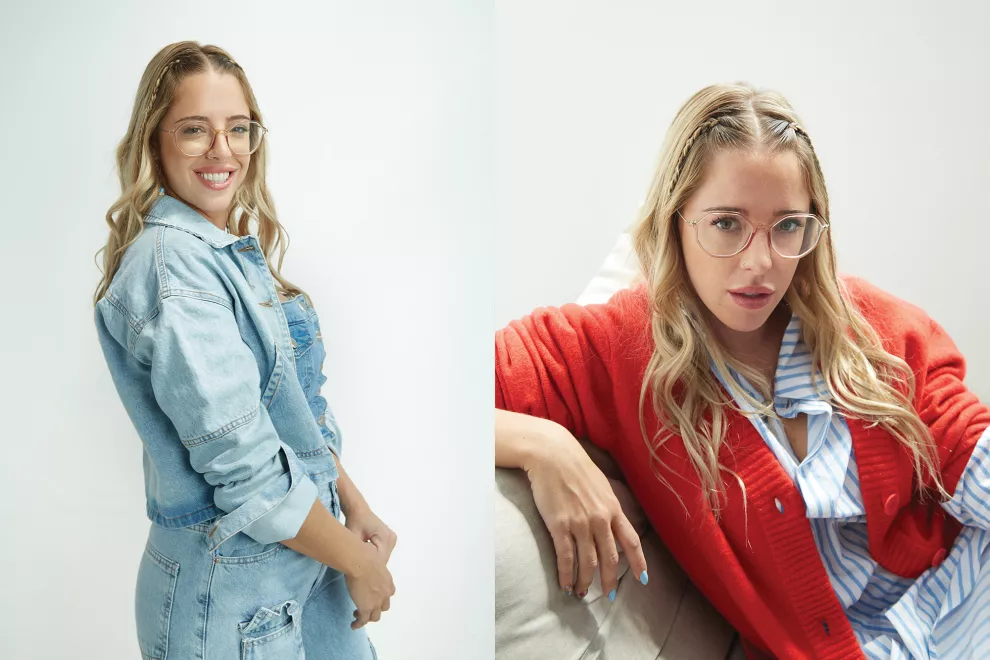 IZQ: Chaqueta, top y Jean (Sophie $16.490 Y $9790 Y $16.490) DER: MAXICAMISA Y CÁRDIGAN (FURZAI, $33.000 Y $38.100).