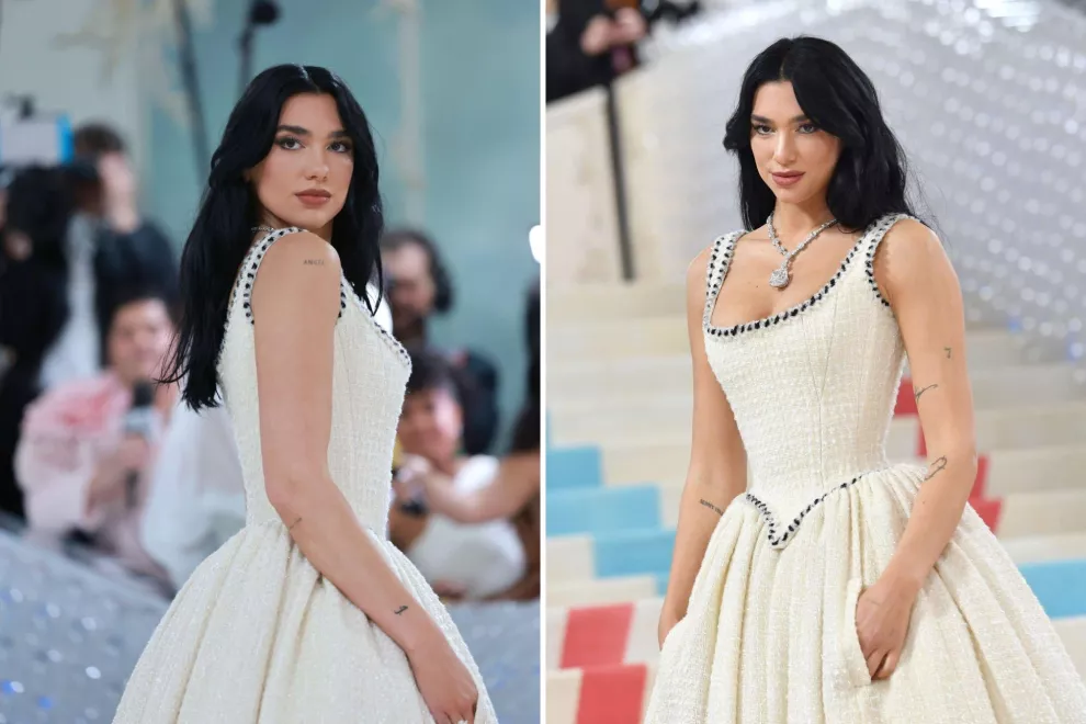 Dua Lipa con el vestido inspirado en el siglo XVIII de la colección de Chanel de 1992.