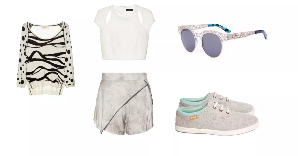 Anteojos (Absurda) Short (Luz Ballestero, $1034) Top (Naima, $800 The Net Boutique) Sweater (Vero Alfie, $1524) Zapatillas (Paez, $660)