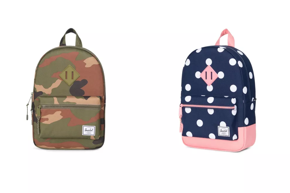 Súper cancheros. Mochilas de la línea Heritage kids, $1490 cada una, Herschel Supply.