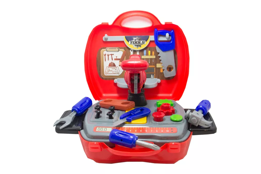 A construir. Caja de herramientas, igualitas a las de papá, $890, Magneto.